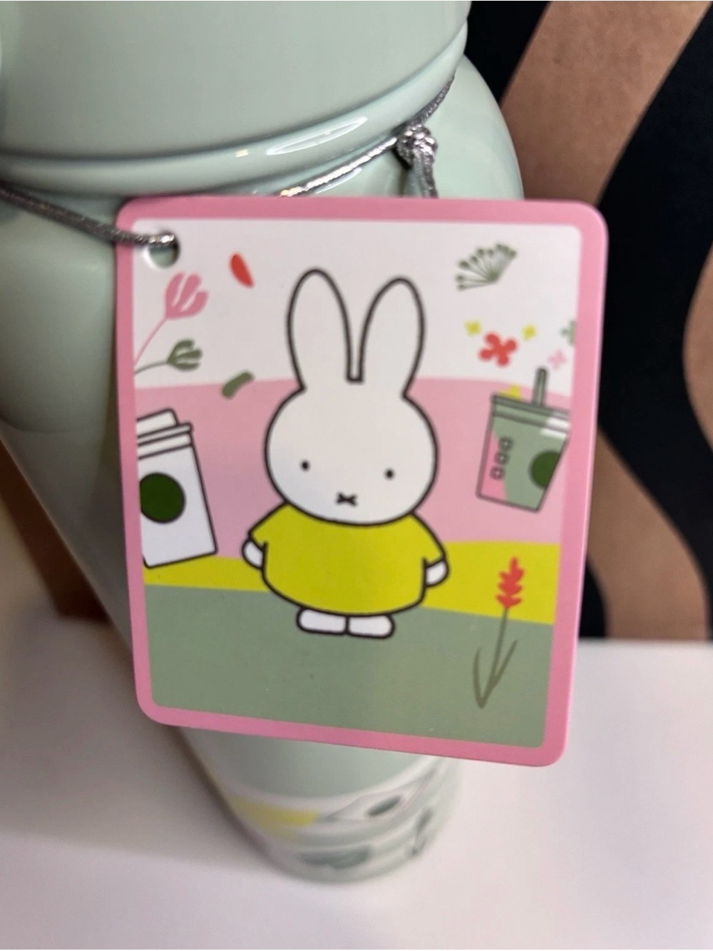 Starbucks x Miffy Mint Green Stainless Bottle with Pastel Illustrations - Picture 3 of 4